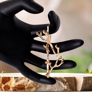 Gold Tone Branch Hair Pin – Artisan Style Botanical Bobby Pin